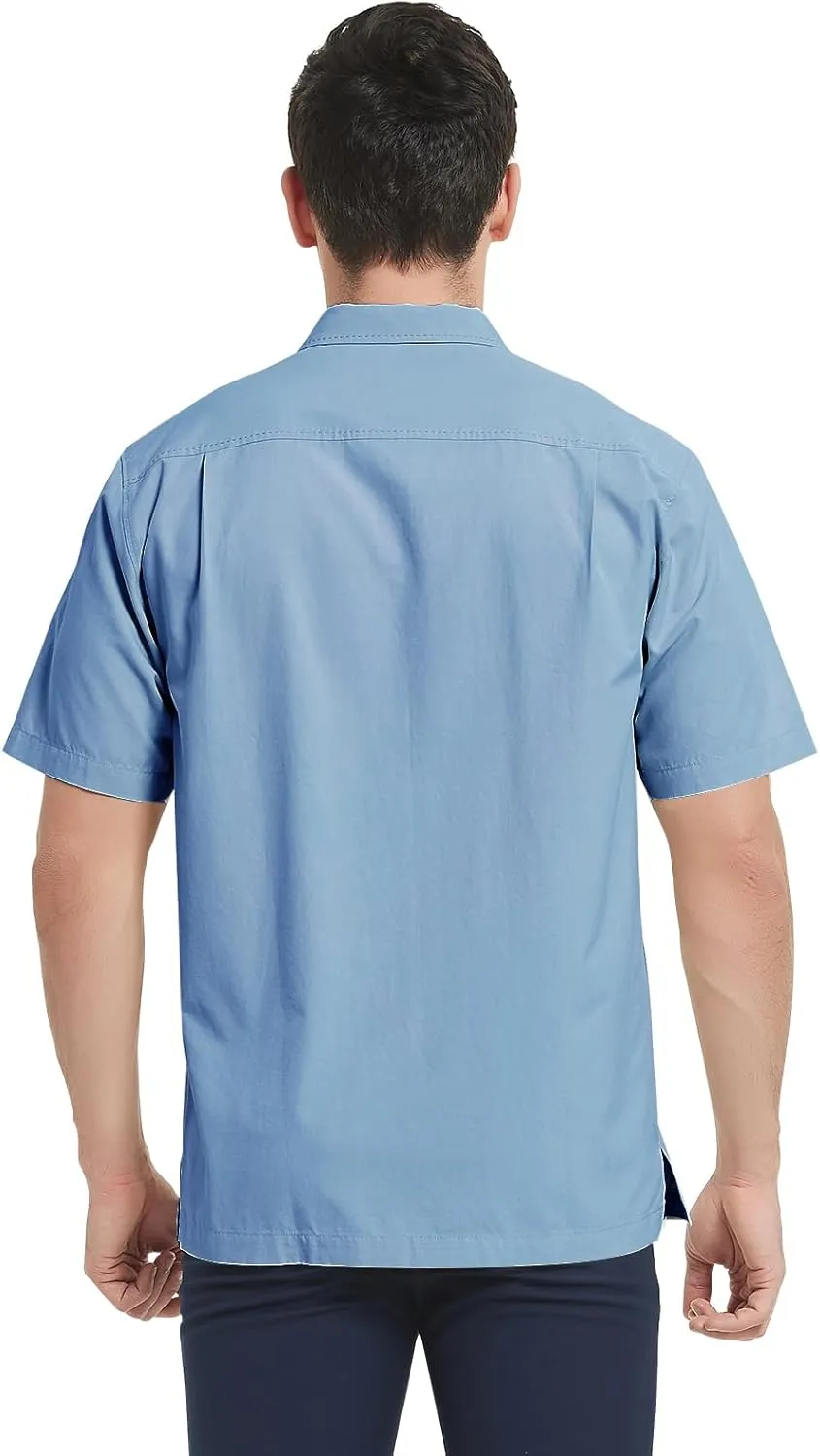 Men's Silk Hawaiian Short Sleeve Button Down Shirt Casual Tropical Holiday Beach Shirts