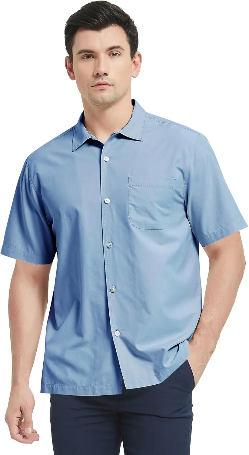Men's Silk Hawaiian Short Sleeve Button Down Shirt Casual Tropical Holiday Beach Shirts