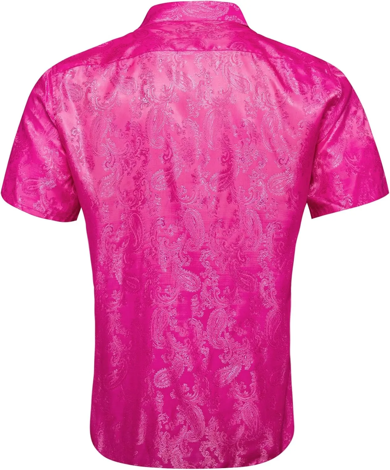 Men's Silk Shirt Paisley Floral Jacquard Short Sleeve Button Down Dress Shirts Formal Casual Wedding Party