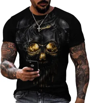 Men's Street Skull Muscle Short Sleeve Print Personality Fashion Fashion T-Shirt