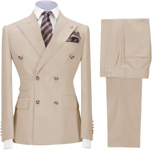 Mens Suit 2 Piece Double Breasted Peak Lapel Suit Men Slim Fit Suit Blazer Pants Wedding Prom Suit for Men