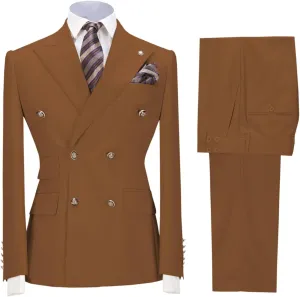 Mens Suit 2 Piece Double Breasted Peak Lapel Suit Men Slim Fit Suit Blazer Pants Wedding Prom Suit for Men