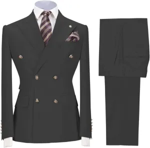 Mens Suit 2 Piece Double Breasted Peak Lapel Suit Men Slim Fit Suit Blazer Pants Wedding Prom Suit for Men