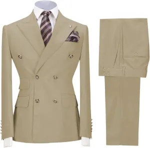 Mens Suit 2 Piece Double Breasted Peak Lapel Suit Men Slim Fit Suit Blazer Pants Wedding Prom Suit for Men