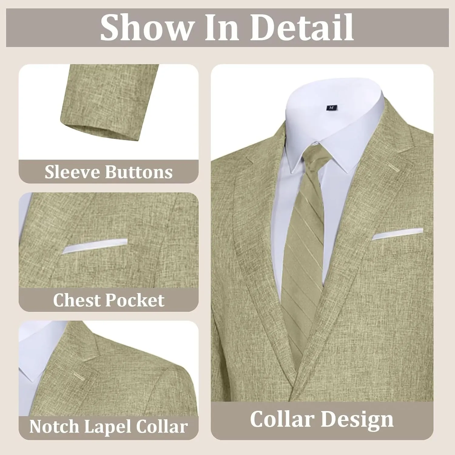 Mens Suits Classic Fit 2 Piece Lightweight Suit Set One Button Casual Jacket Blazer Pant for Men Wedding Bussiness