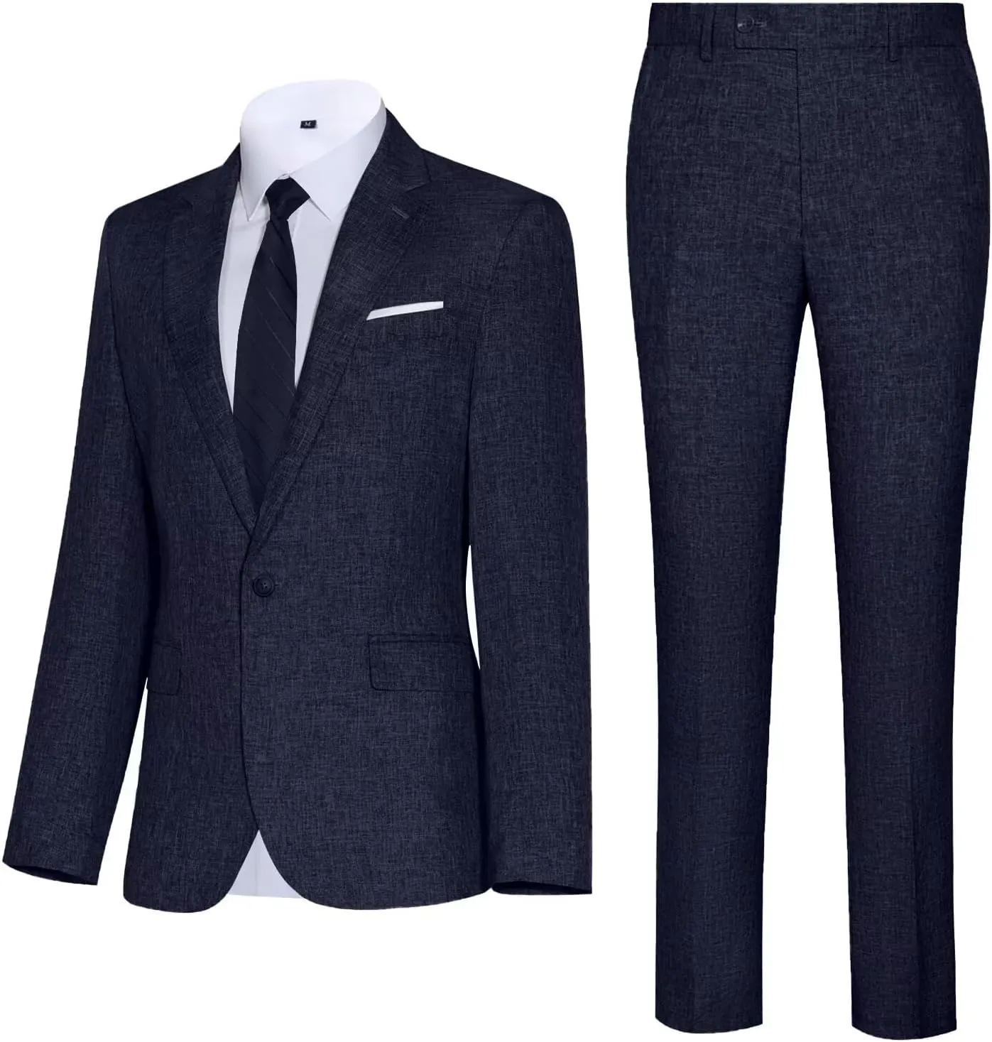 Mens Suits Classic Fit 2 Piece Lightweight Suit Set One Button Casual Jacket Blazer Pant for Men Wedding Bussiness