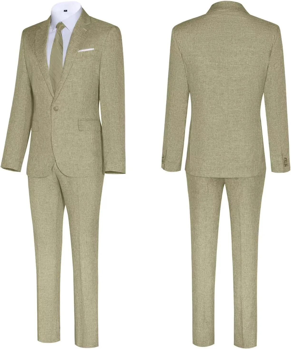 Mens Suits Classic Fit 2 Piece Lightweight Suit Set One Button Casual Jacket Blazer Pant for Men Wedding Bussiness