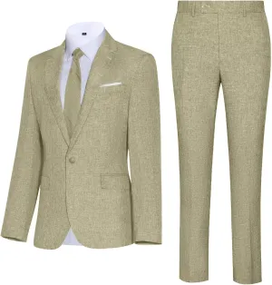 Mens Suits Classic Fit 2 Piece Lightweight Suit Set One Button Casual Jacket Blazer Pant for Men Wedding Bussiness