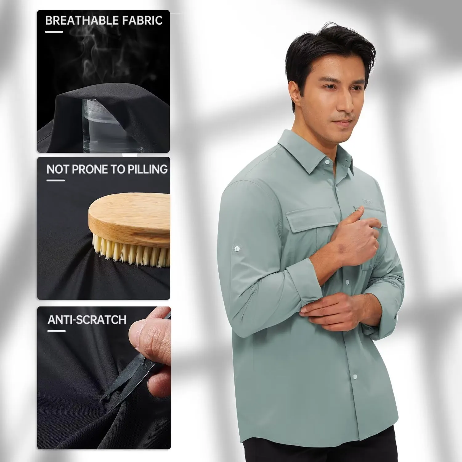 Men's Sun Shirts Long Sleeve UPF 50  UV Quick Dry Cooling Fishing Shirt Tactical Sun Protection Outdoor Hiking Gardening