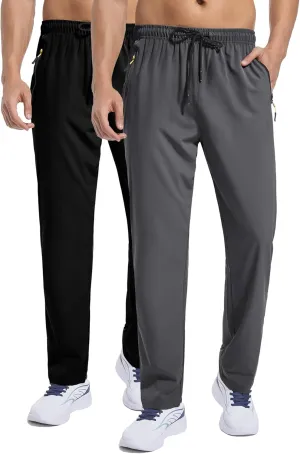 Men's Sweatpants Lightweight Workout Pants with Zipper Pockets Elastic Waist Athletic Pants for Men Exercise Jogging Hiking