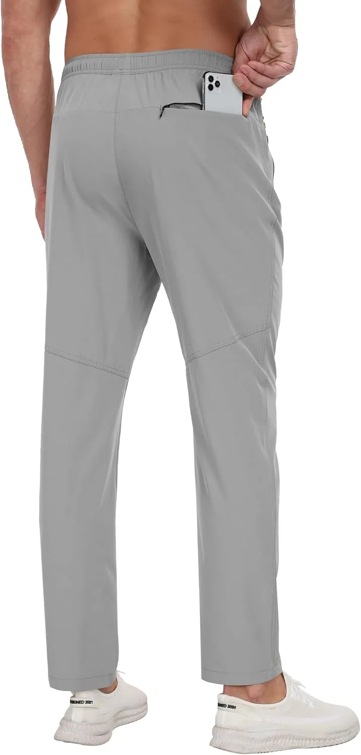 Men's Sweatpants Lightweight Workout Pants with Zipper Pockets Elastic Waist Athletic Pants for Men Exercise Jogging Hiking