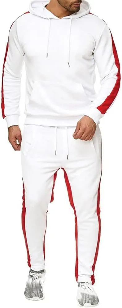 Men's Sweatsuit Pullover Hoodie Tops and Pants Set Casual Sports Tracksuit