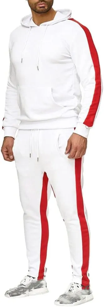 Men's Sweatsuit Pullover Hoodie Tops and Pants Set Casual Sports Tracksuit