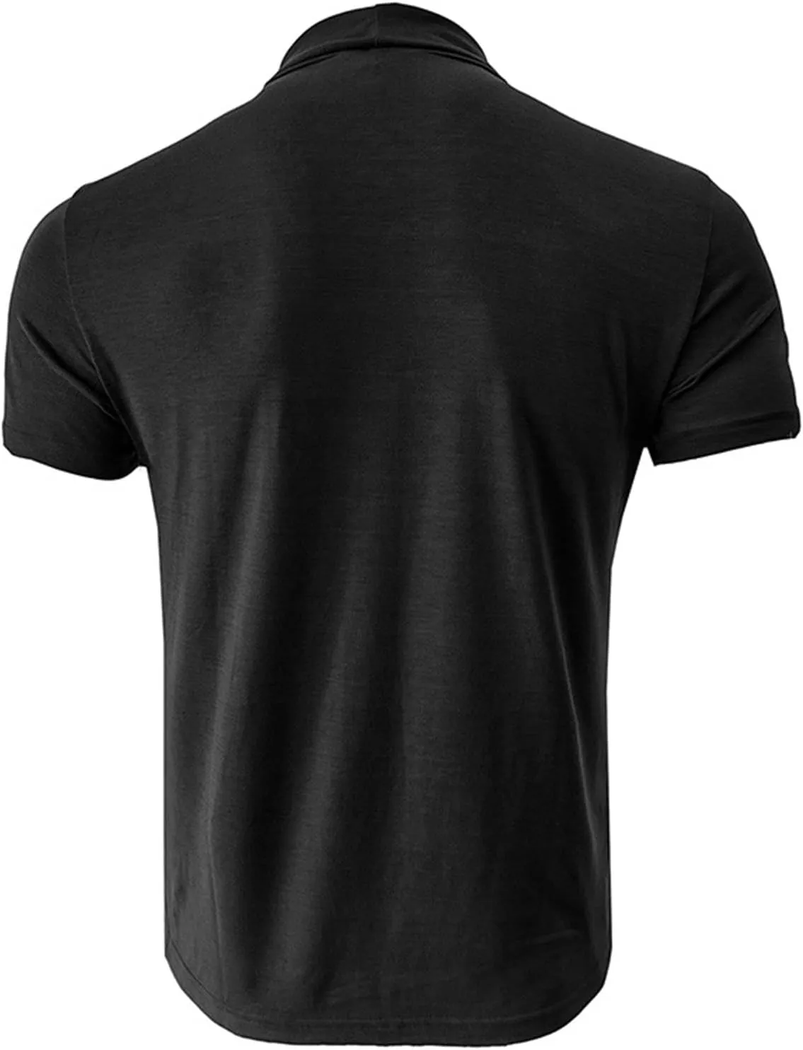 Mens T Shirt Short Sleeve Basic Turtleneck Slim Fit Undershirt Pullover Solid Sport Shirts Tops