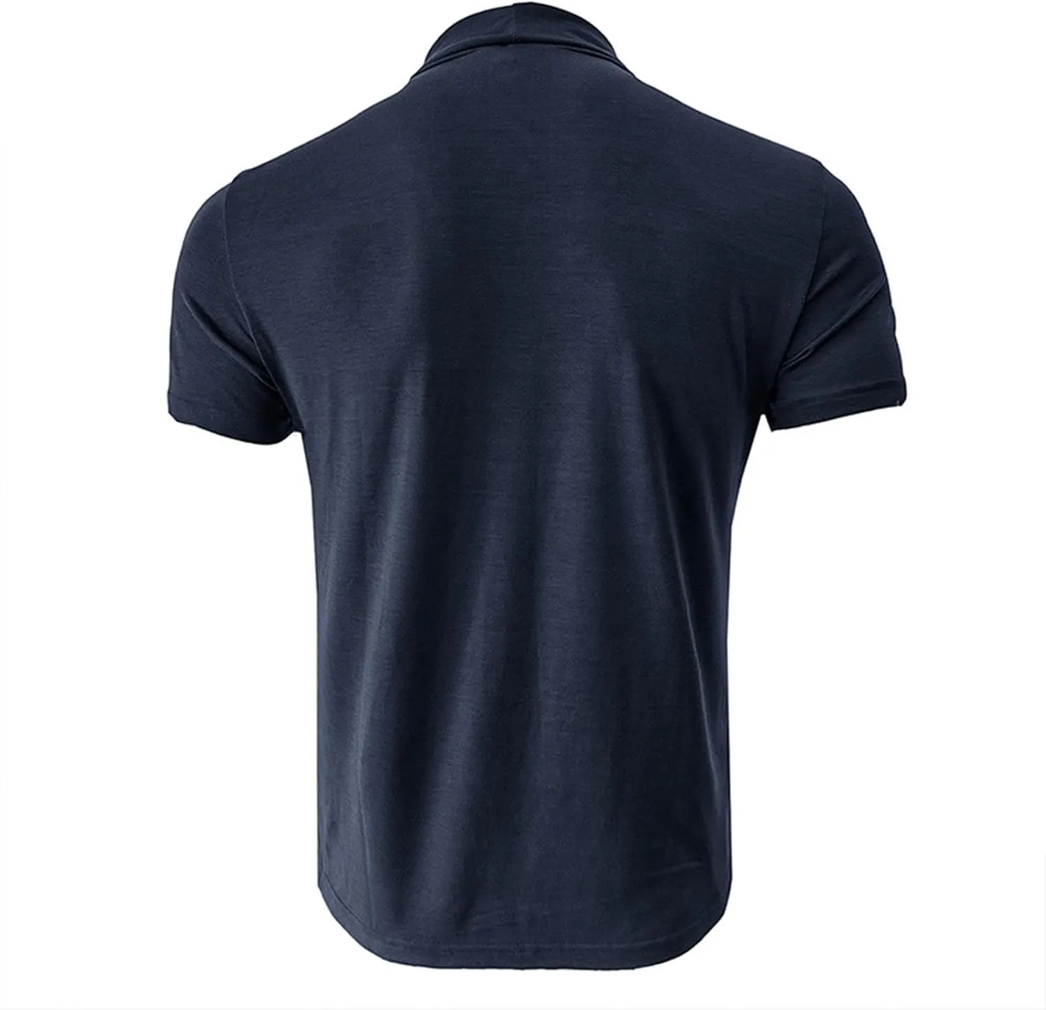 Mens T Shirt Short Sleeve Basic Turtleneck Slim Fit Undershirt Pullover Solid Sport Shirts Tops