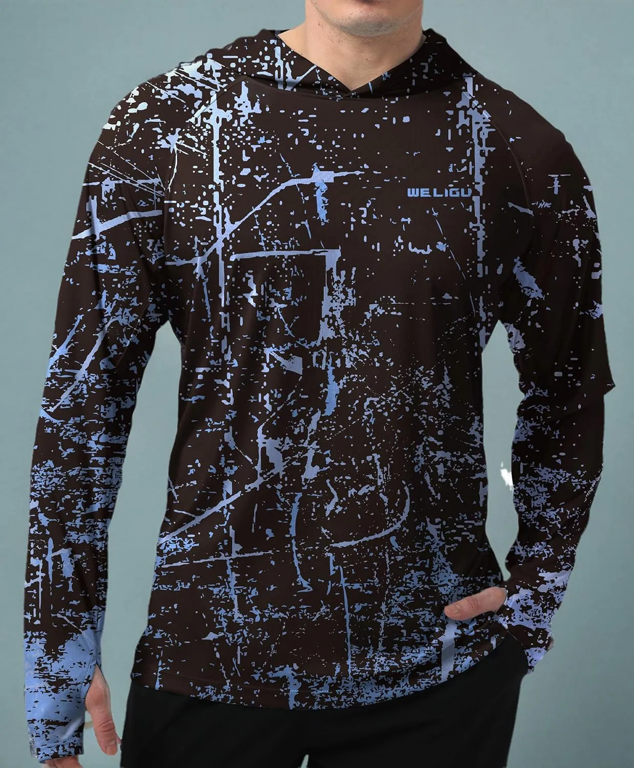 Men's UPF 50  Sun Protection Hoodie Shirt Long Sleeve SPF Fishing Outdoor UV Hiking Lightweight Shirts