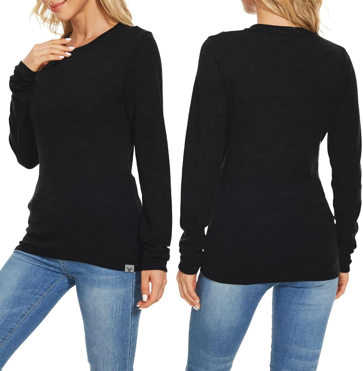 MERINNOVATION Merino Wool Base Layer Women 100% Merino Wool Long Sleeve Thermal Shirts for Women for Skiing Hiking