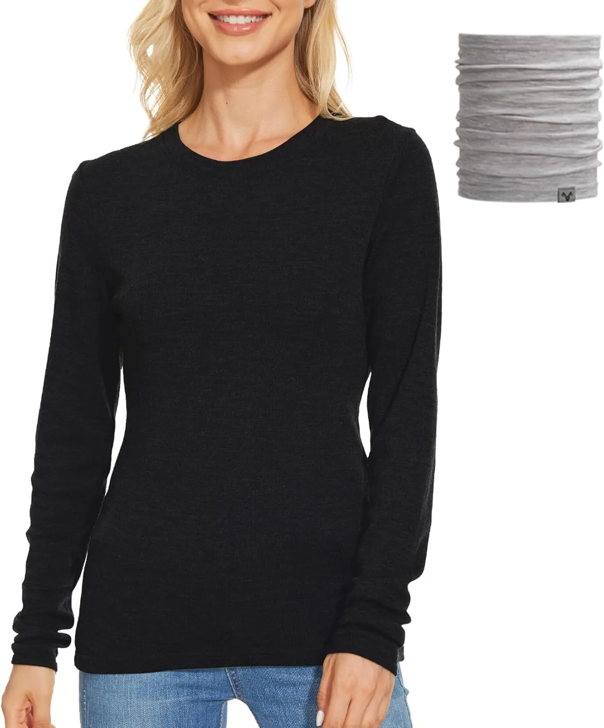 MERINNOVATION Merino Wool Base Layer Women 100% Merino Wool Long Sleeve Thermal Shirts for Women for Skiing Hiking