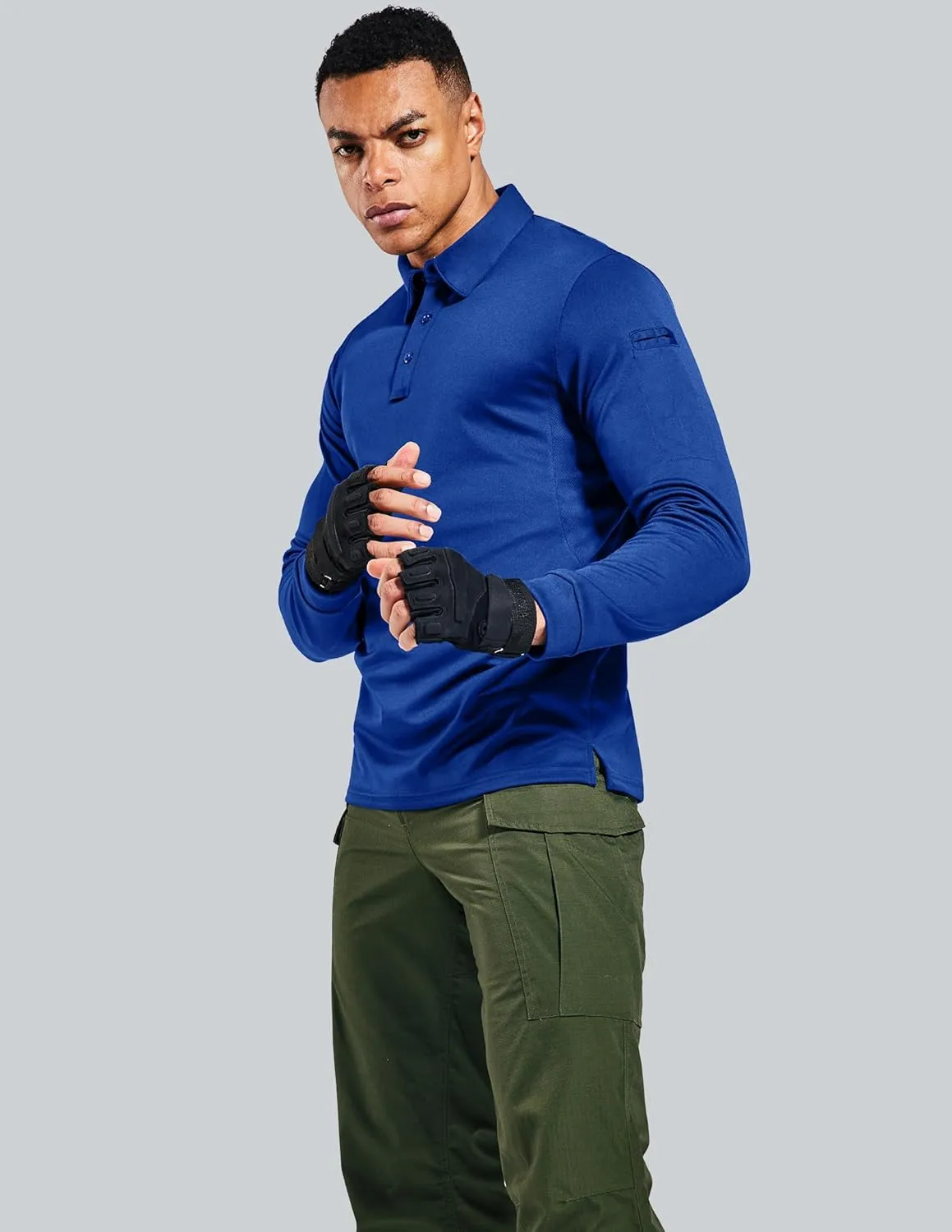 MIER Men's Outdoor Performance Tactical Polo Shirts Short and Long Sleeve, Moisture-Wicking