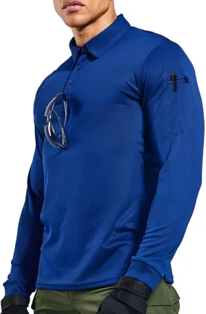 MIER Men's Outdoor Performance Tactical Polo Shirts Short and Long Sleeve, Moisture-Wicking