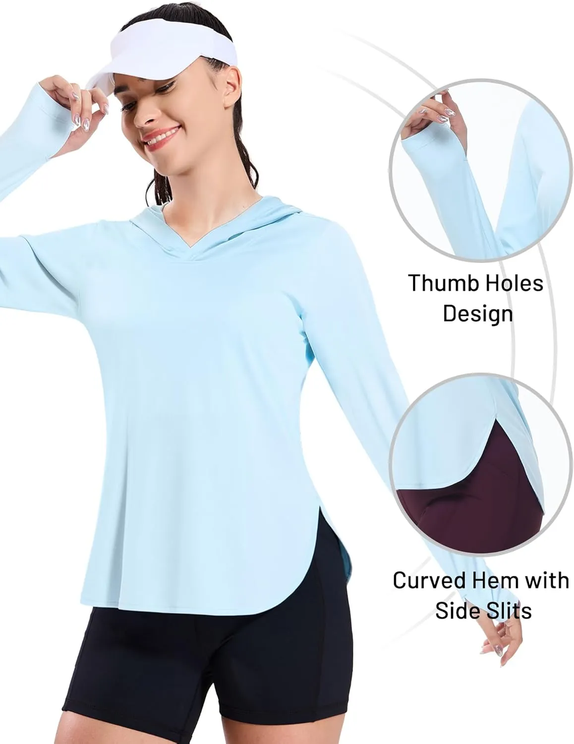 MIER Womens UPF 50  Sun Protection Hoodie Shirts SPF Long Sleeve Dry Fit Athletic Running Hiking Fishing UV T-Shirt Tops