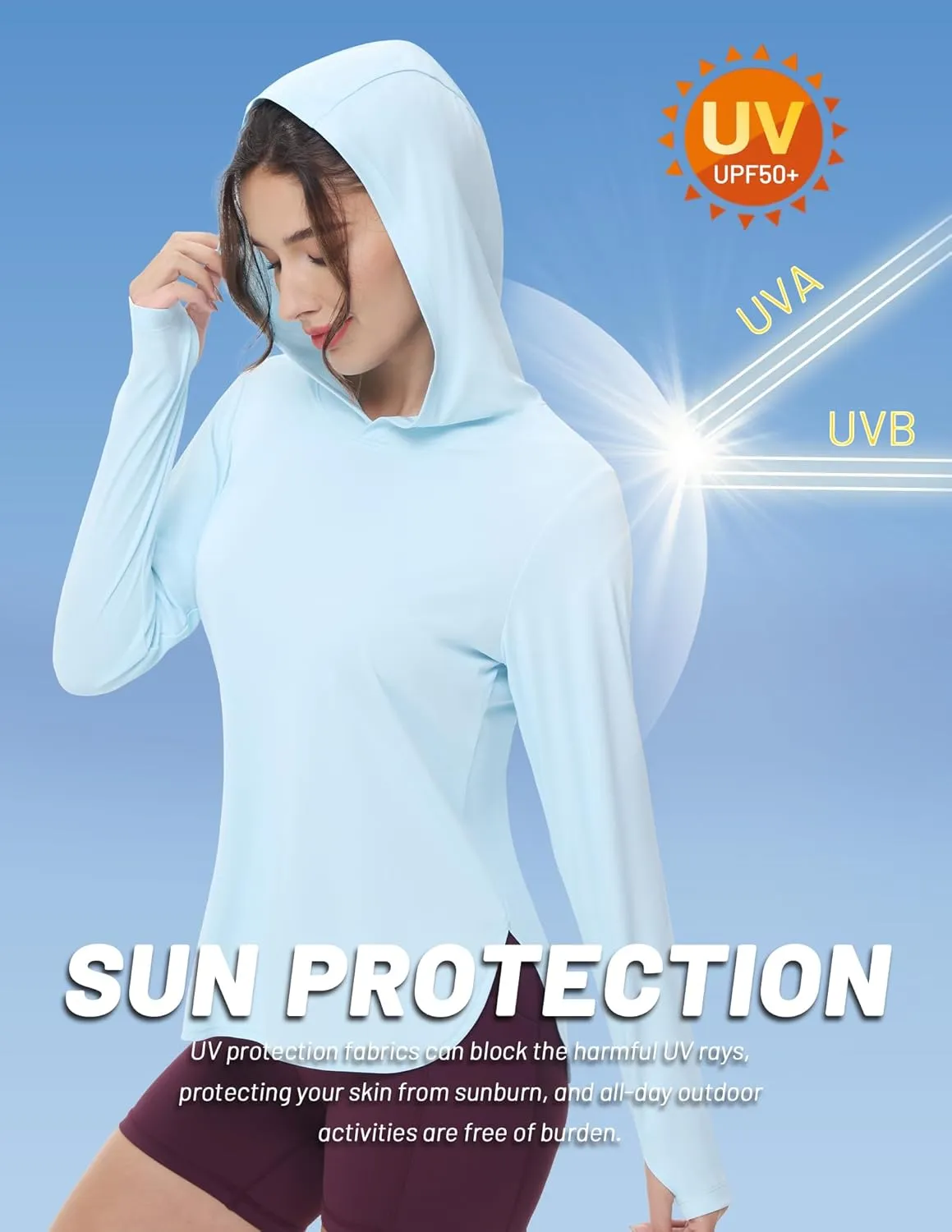 MIER Womens UPF 50  Sun Protection Hoodie Shirts SPF Long Sleeve Dry Fit Athletic Running Hiking Fishing UV T-Shirt Tops