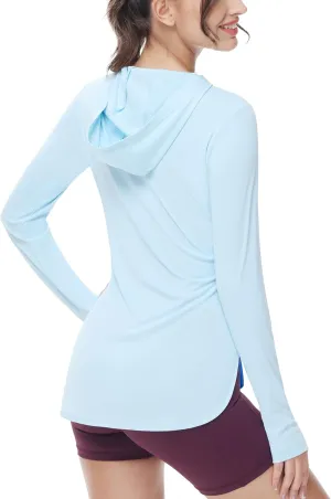 MIER Womens UPF 50  Sun Protection Hoodie Shirts SPF Long Sleeve Dry Fit Athletic Running Hiking Fishing UV T-Shirt Tops