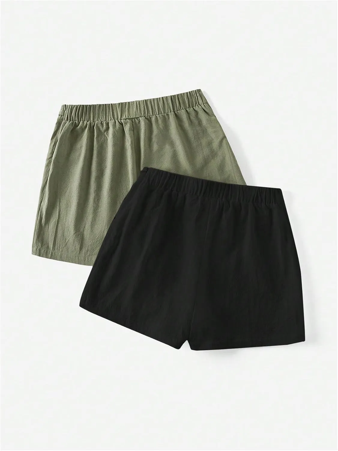 Milumia Women's 2 Pack Bowtie Side Wrap Skort Elastic Waist Solid Linen Shorts