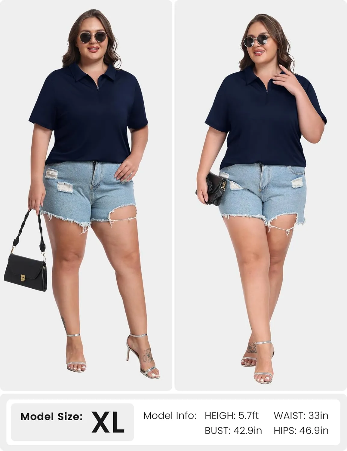 MoFiz Plus Size Golf Polo Shirts for Women Zip Up Short Sleeve Collared Tennis Workout Tops Sport Athletic Activewear XL-5XL