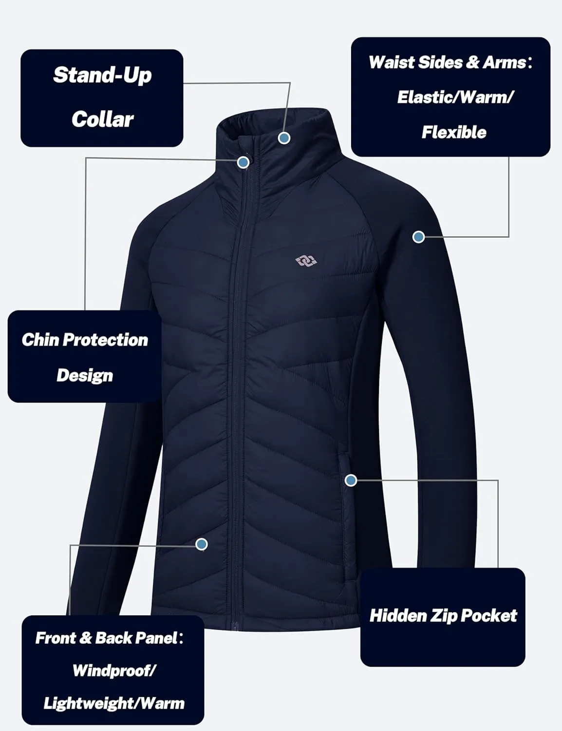 MoFiz Womens Lightweight Insulated Hiking Jacket Fleece Lined Thermal Hybrid Softshell Full Zip Winter Fall Running Coat