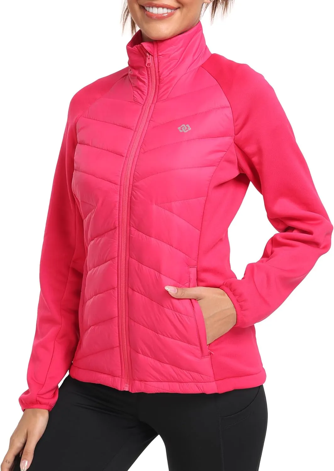 MoFiz Womens Lightweight Insulated Hiking Jacket Fleece Lined Thermal Hybrid Softshell Full Zip Winter Fall Running Coat