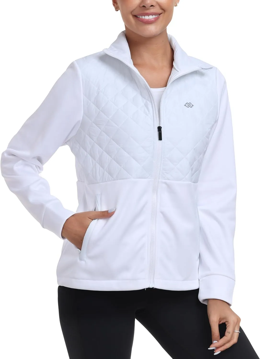 MoFiz Womens Lightweight Insulated Hiking Jacket Fleece Lined Thermal Hybrid Softshell Full Zip Winter Fall Running Coat