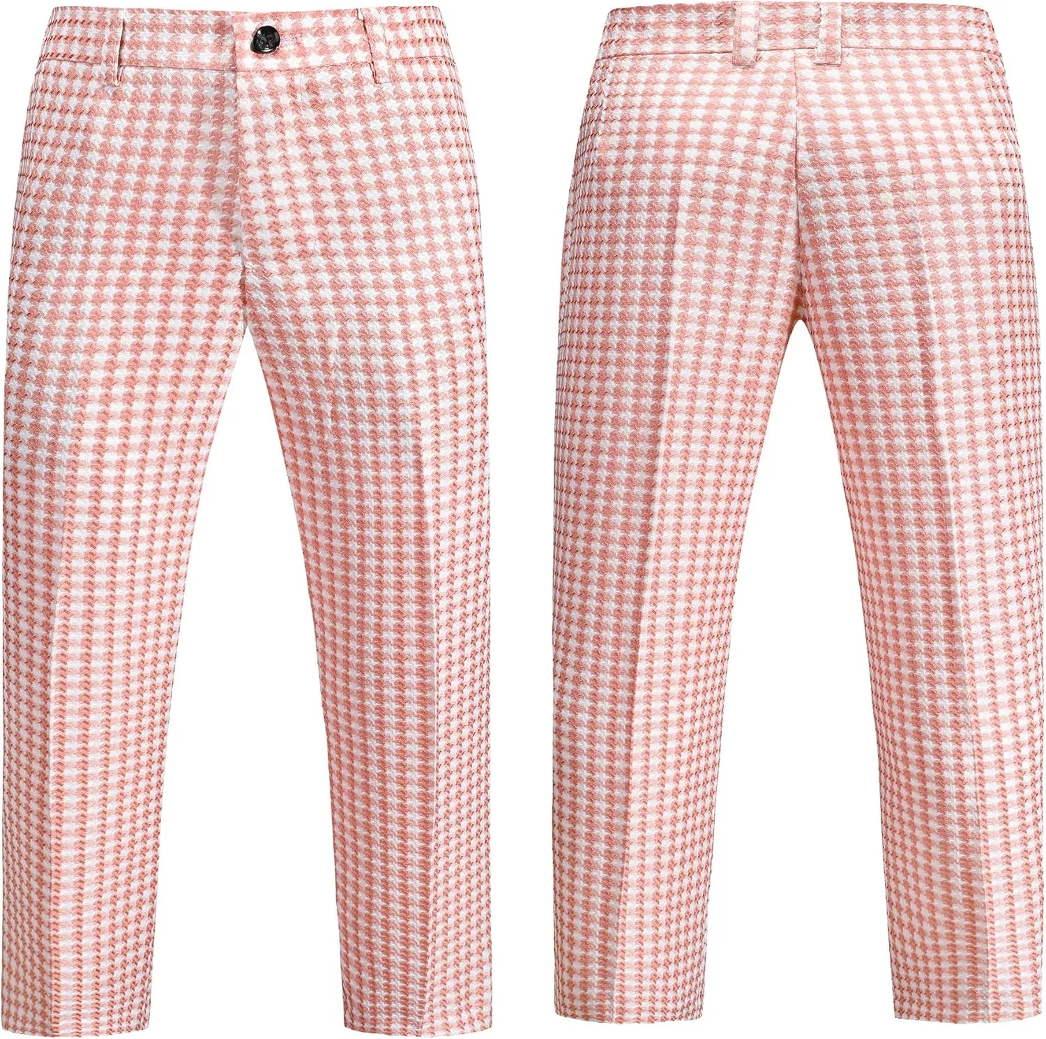 MOGU Boys 3-Piece Houndstooth Tuxedo Suit Set - Slim Fit Shawl Lapel Outfit Blazer Vest Pants Kids' Weddings Ring Bearer