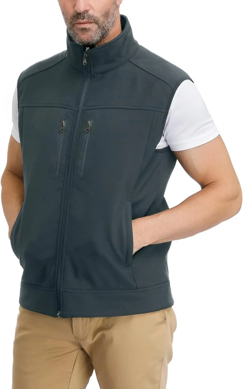 MOHEEN Men's Fleece Vest Outdoor Full Zip Softshell Sleeveless Jacket with Pockets