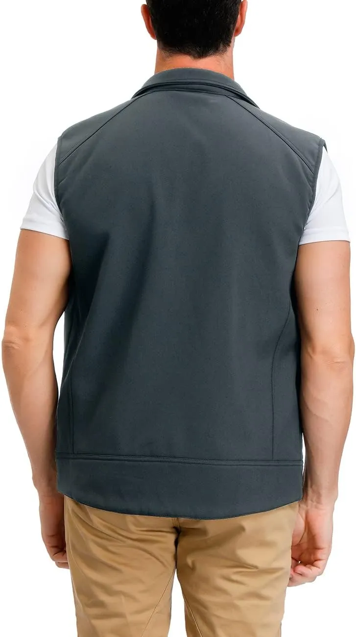 MOHEEN Men's Fleece Vest Outdoor Full Zip Softshell Sleeveless Jacket with Pockets
