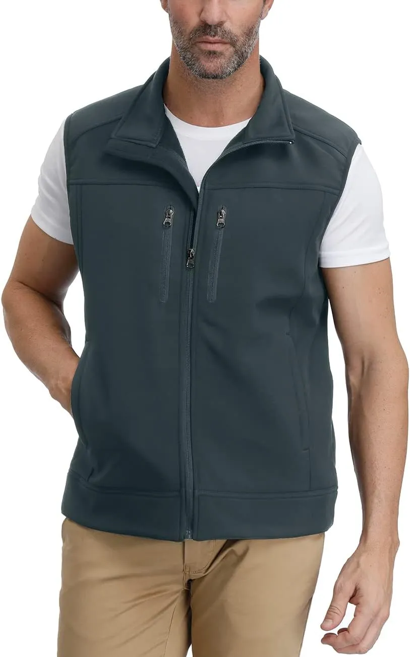 MOHEEN Men's Fleece Vest Outdoor Full Zip Softshell Sleeveless Jacket with Pockets