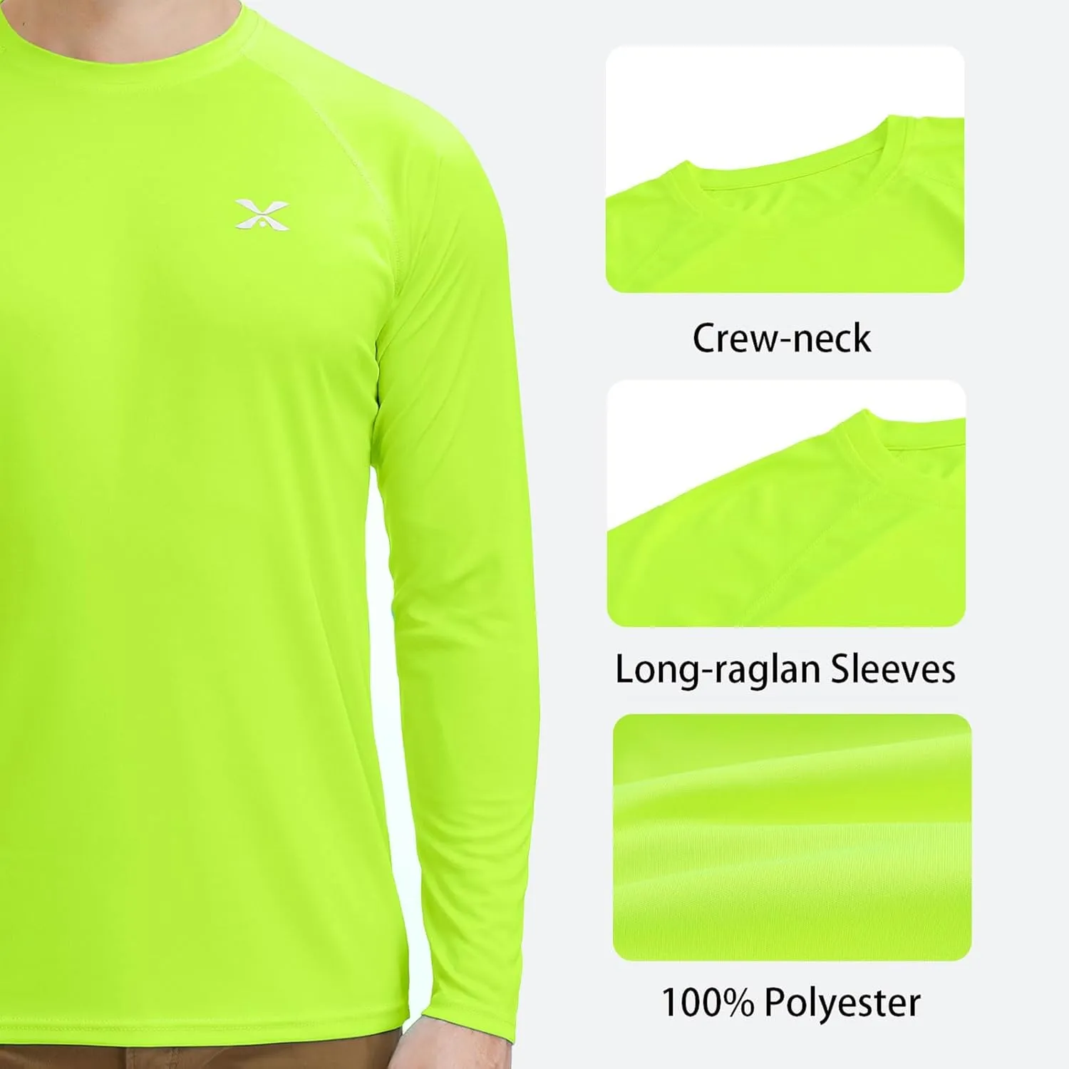 MOHEEN Men's Long Sleeve Rashguard UPF 50  Sun Shirts Quick Dry Hiking Fishing Swim T-Shirt M-3XL