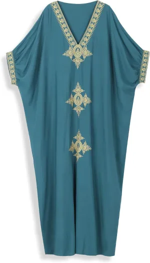 Moroccan Kaftan Dresses for Women Plus Size Caftans Loungewear Embroidered Beach Kaftan Cover up moomoo House Dress