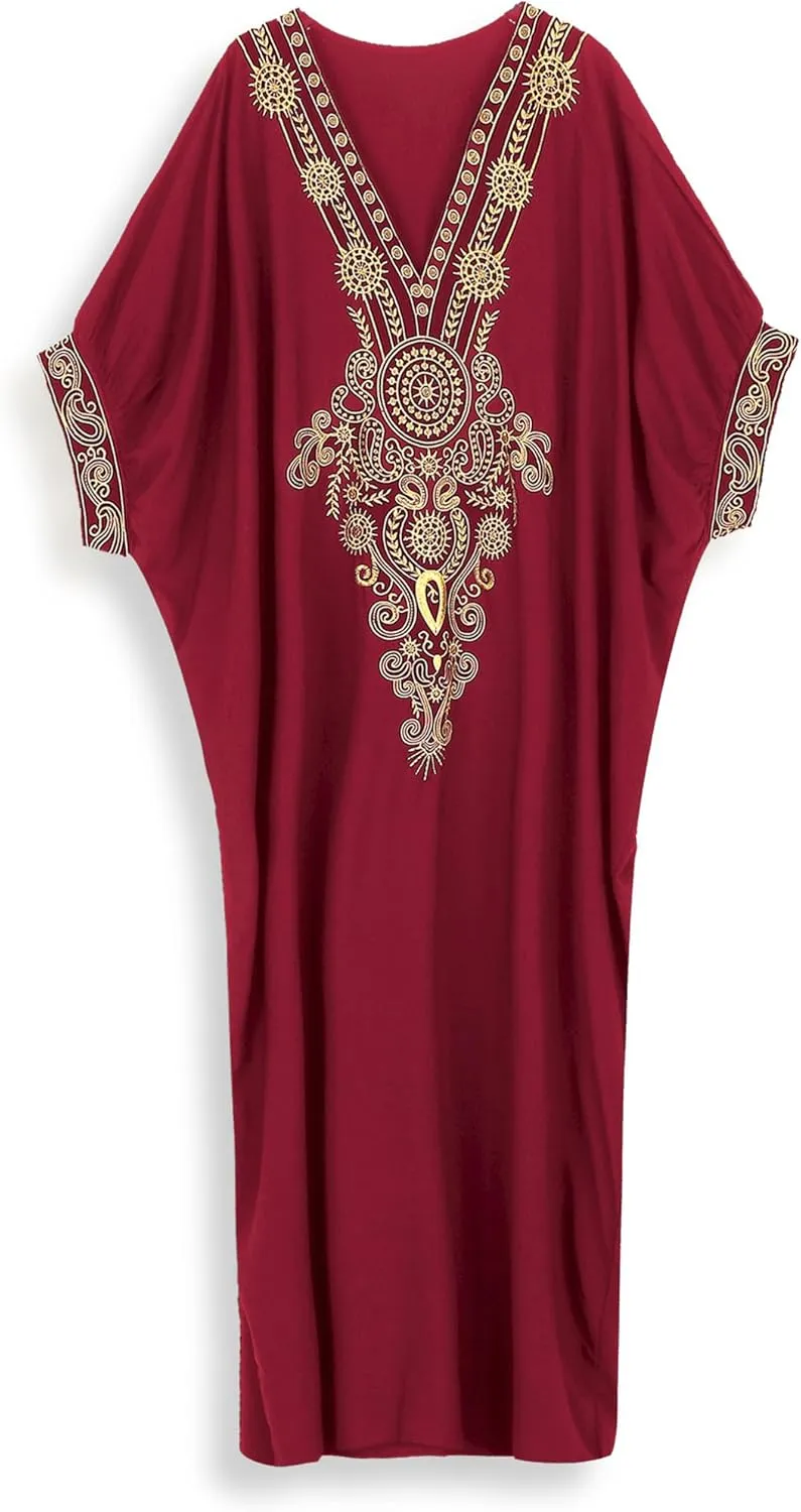 Moroccan Kaftan Dresses for Women Plus Size Caftans Loungewear Embroidered Beach Kaftan Cover up moomoo House Dress