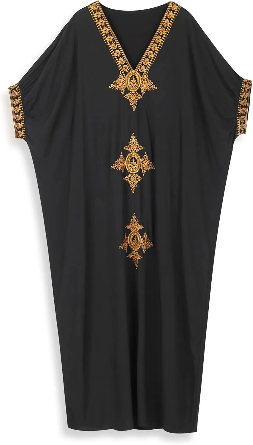 Moroccan Kaftan Dresses for Women Plus Size Caftans Loungewear Embroidered Beach Kaftan Cover up moomoo House Dress