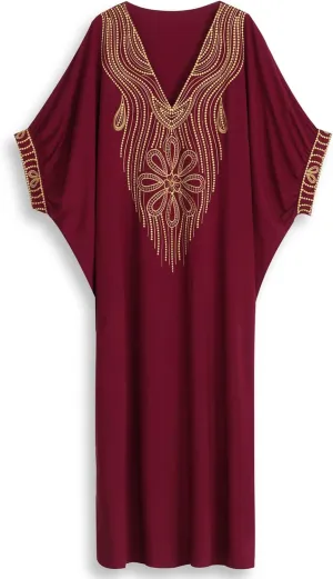 Moroccan Kaftan Dresses for Women Plus Size Caftans Loungewear Embroidered Beach Kaftan Cover up moomoo House Dress