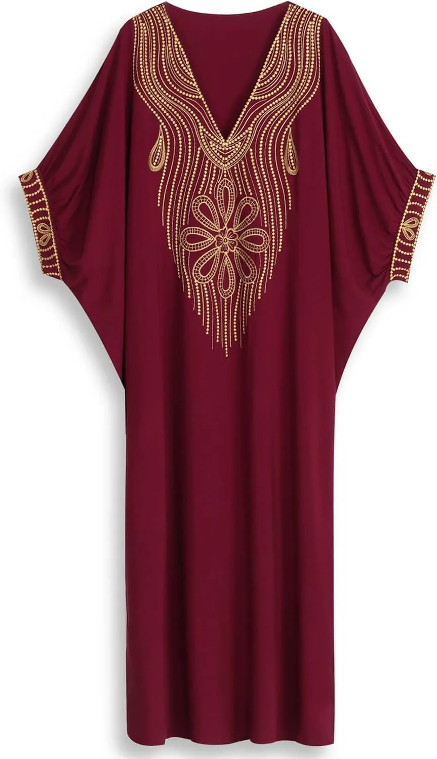 Moroccan Kaftan Dresses for Women Plus Size Caftans Loungewear Embroidered Beach Kaftan Cover up moomoo House Dress