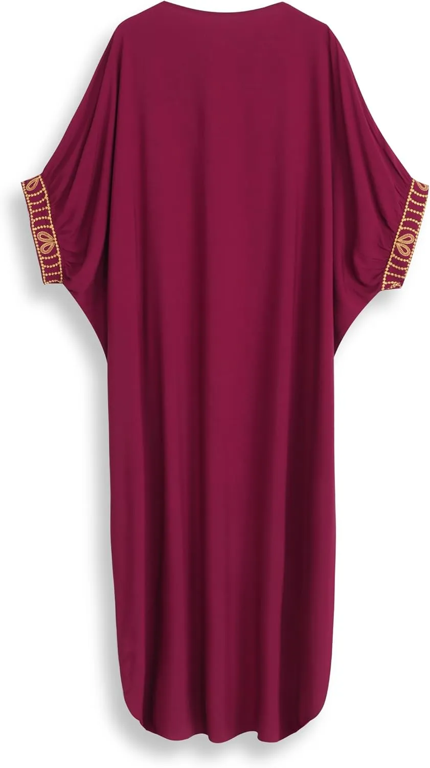 Moroccan Kaftan Dresses for Women Plus Size Caftans Loungewear Embroidered Beach Kaftan Cover up moomoo House Dress