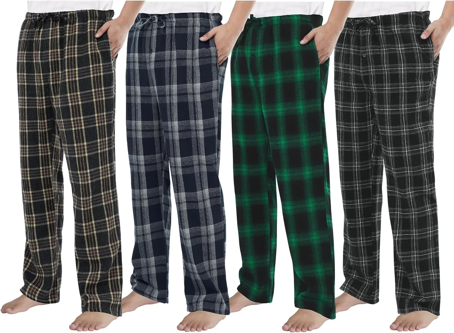 Motarto Men's Pajama Pants Flannel Plaid Pajama Sleep & Lounge PJ Bottoms Warm Sleepwear with Drawstring Pockets