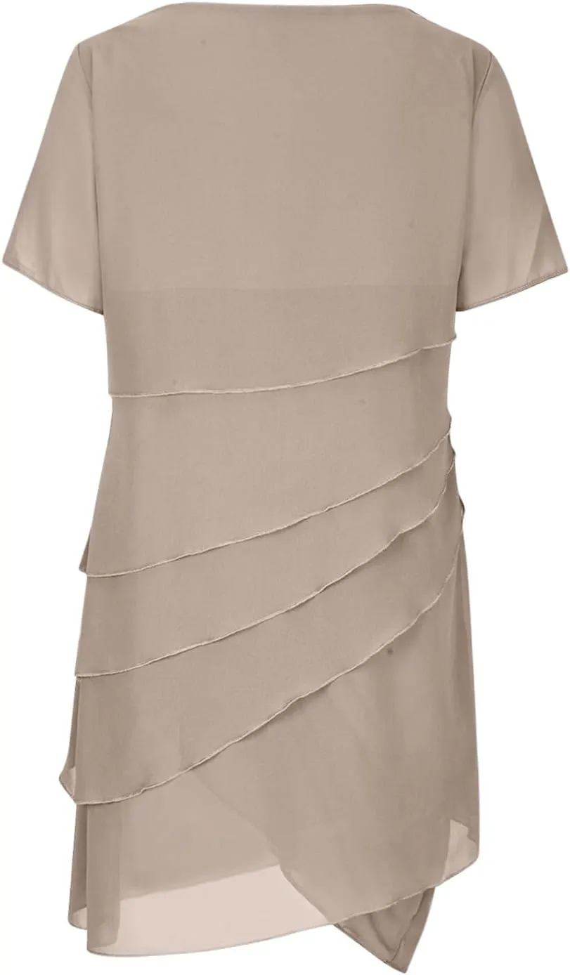 Mother of The Bride Dress for Wedding Summer Flowy Tiered Chiffon Ruffle Midi Evening Gown Mother Groom Dresses