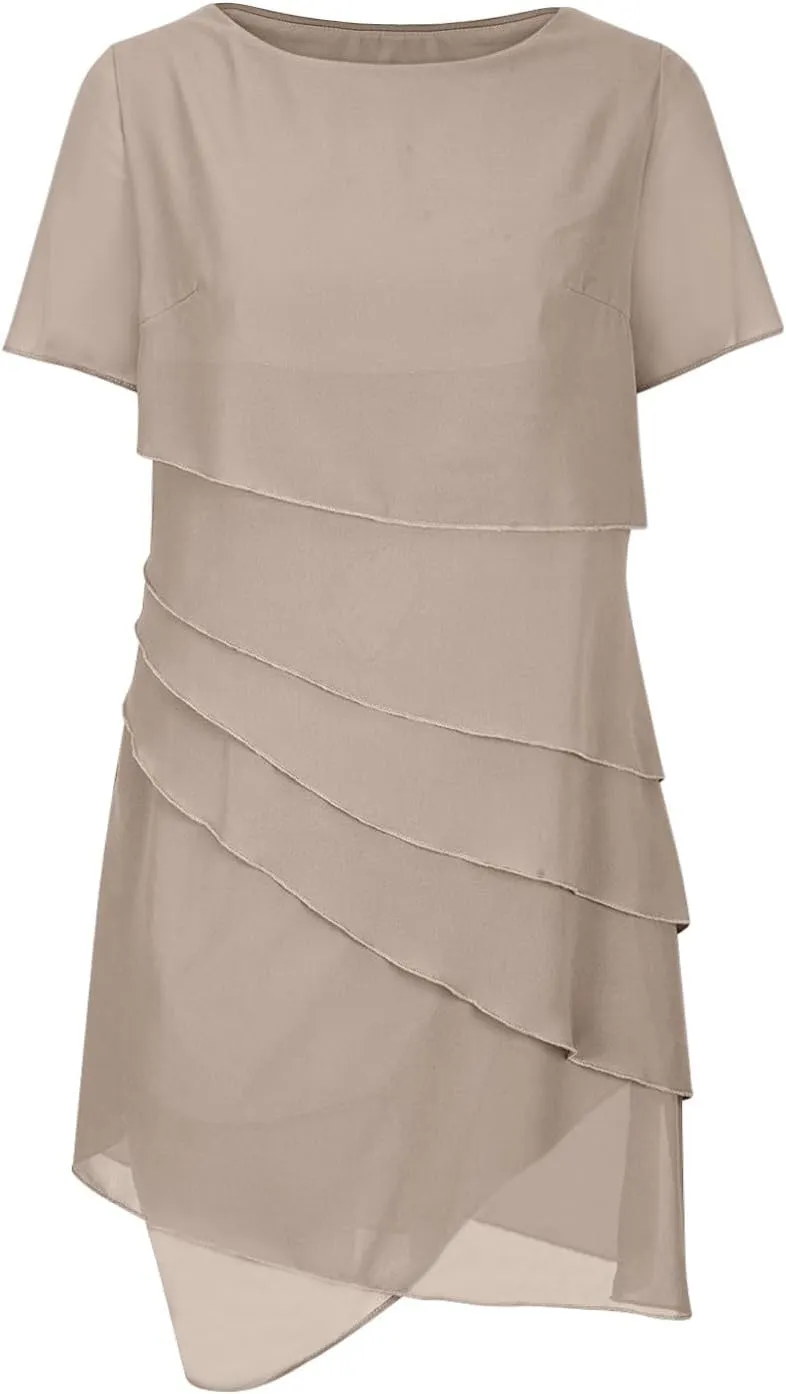 Mother of The Bride Dress for Wedding Summer Flowy Tiered Chiffon Ruffle Midi Evening Gown Mother Groom Dresses