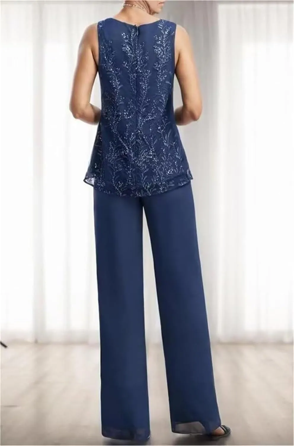 Mother of The Bride Pant Suits for Women Dressy - Lace Chiffon Grandmother of The Bride Dresses with Jacket