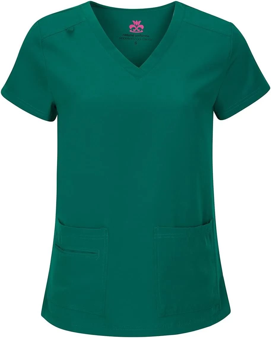 Natural Uniforms Women's Cool Stretch V-Neck Top and Cargo Pant Scrub Set with Regular and Petite Sizes