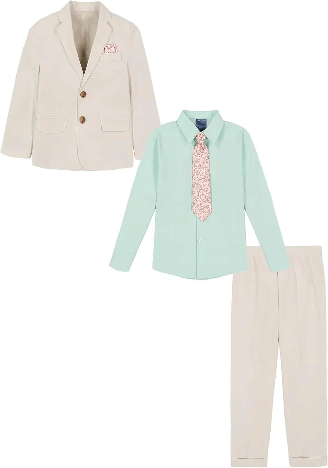 Nautica Boys' 4-Piece Suit Set with Dress Shirt, Tie, Jacket, and Pants