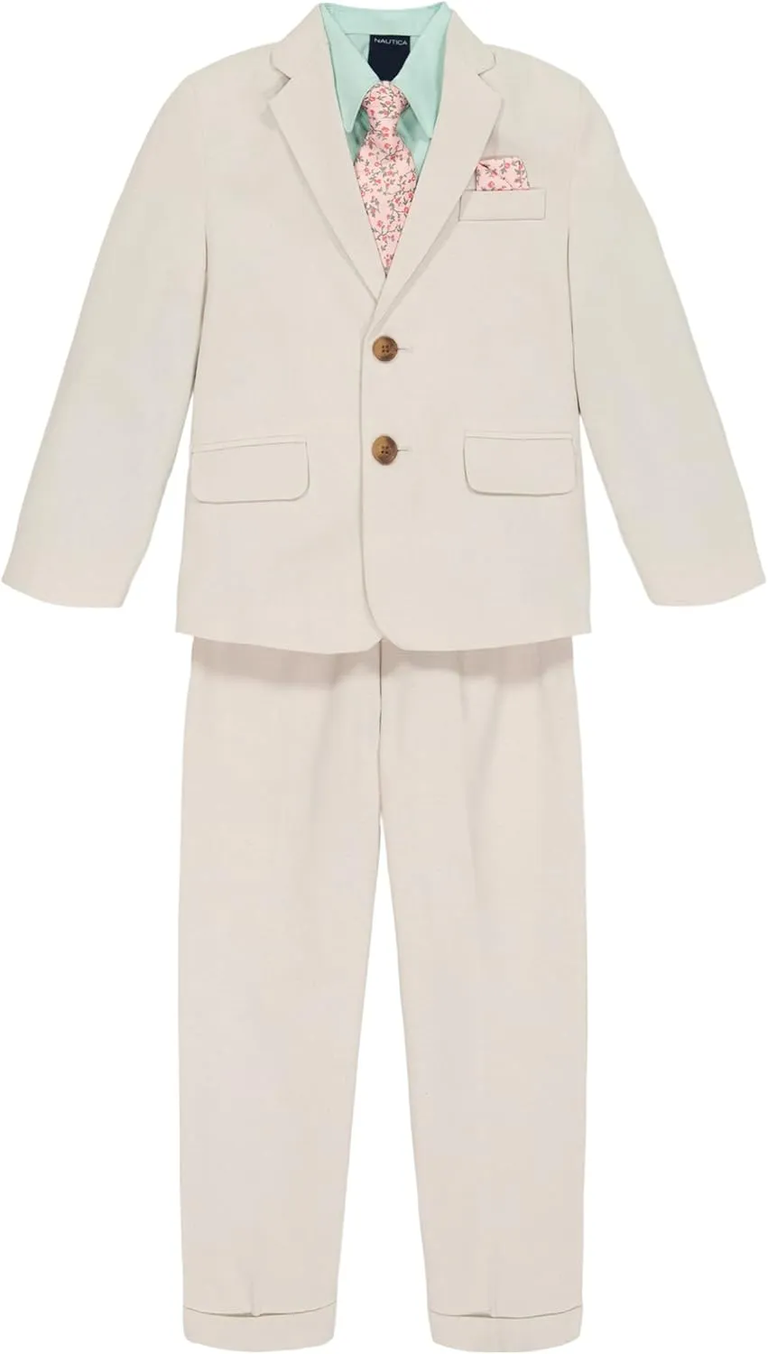 Nautica Boys' 4-Piece Suit Set with Dress Shirt, Tie, Jacket, and Pants